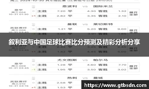 叙利亚与中国足球比赛比分预测及精彩分析分享